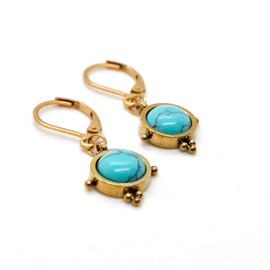 Delicate Small Turquoise dangle Earrings E4-226 -French Flair Collection-