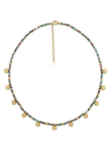 Mini Gold Daisy Semi Precious Stone Necklace N2-2444 -French Flair Collection-