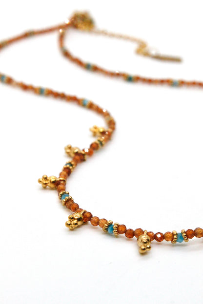 Short Mini Charm Orange Agate Necklace - N2-2611A