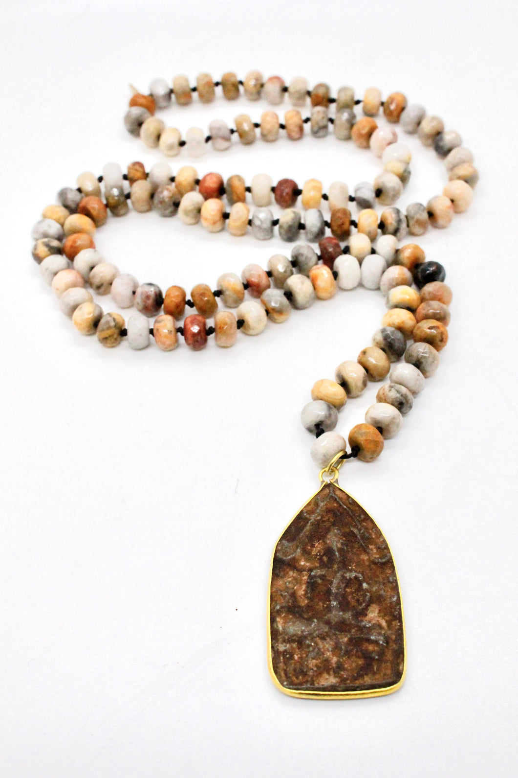 Crazy Lace Agate Gold Buddha Necklace -Buddha Collection-