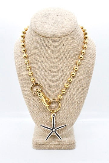 Starfish Pendant Convertible Gold Chain Necklace