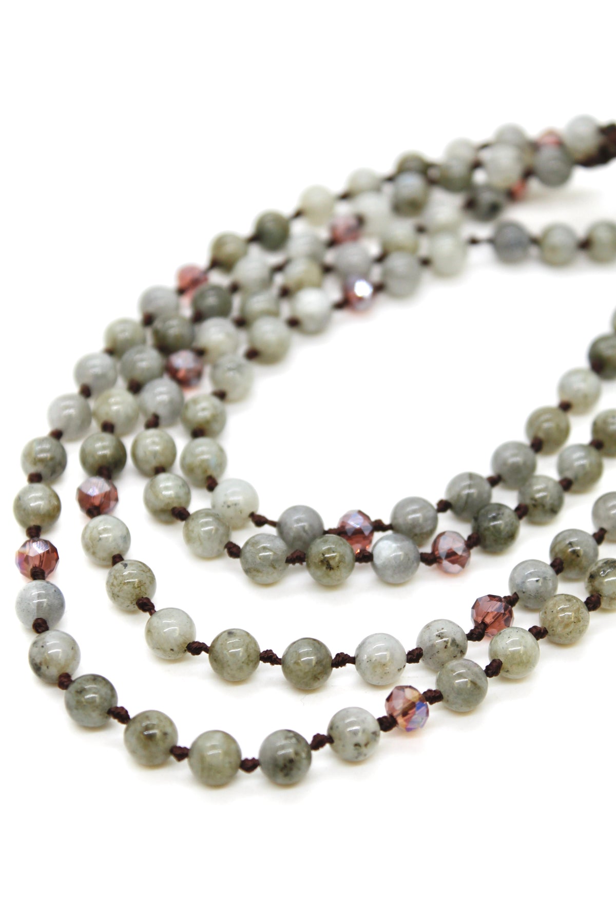 Semi Precious Stone Multi Strand Short Necklace -NLS-Smoke