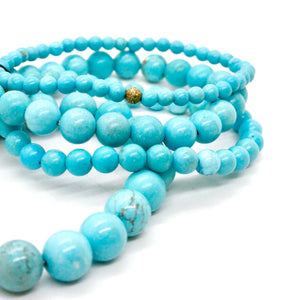 Turquoise Stone Four Row Stretch Stack Bracelet