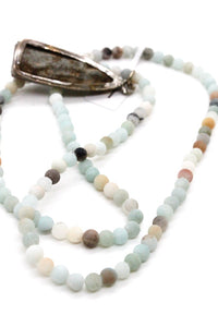 Amazonite Stretch Short Necklace or Bracelet with Reversible Buddha Charm -The Buddha Collection- NS-AZ-LB