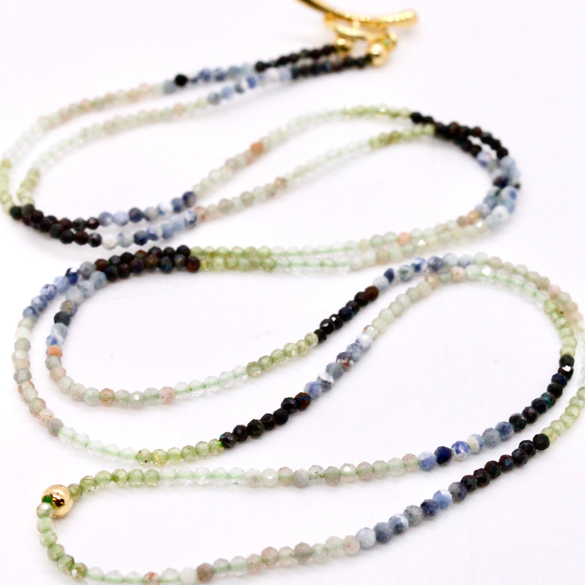 Delicate Faceted Mini Semi Precious Stone Mix Beaded Necklace - N9-013