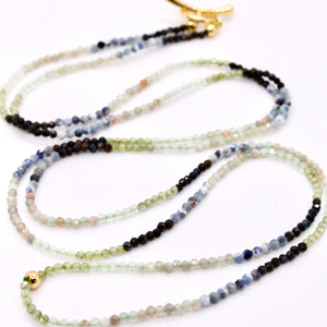Delicate Faceted Mini Semi Precious Stone Mix Beaded Necklace - N9-013