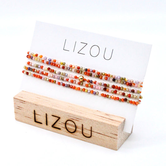Delicate Faceted Mini Semi Precious Stone Zirconium Beaded Necklace - N9-118