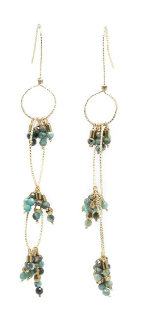 Delicate Dangle Semi Precious Earrings - African Turquoise