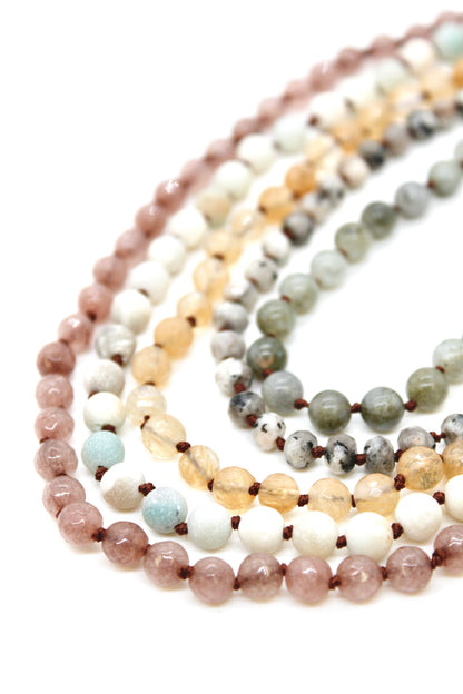 Semi Precious Stone Multi Strand Short Necklace - NLS-M1