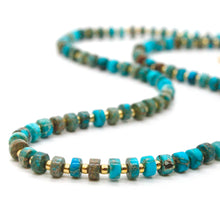 Load image into Gallery viewer, Turquoise and Gold Short Beaded Necklace
