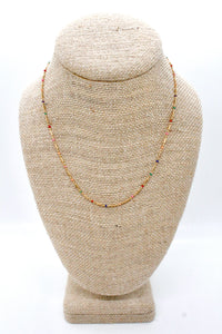 Gold and Rainbow Dots Delicate Chain Necklace -French Flair Collection-