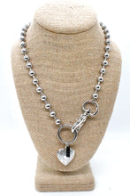 Load image into Gallery viewer, Small Heart Locket Charm Necklace Silver Chain Claw Clasp
