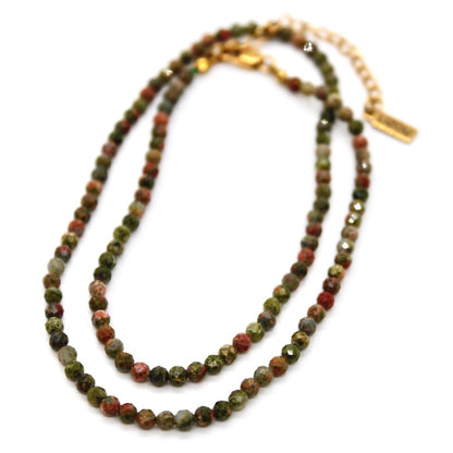 Short Unakite Stone Necklace - N9-200UN1