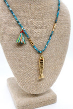 Load image into Gallery viewer, Apatite and Tassel Gold Fish Necklace - N2-2622
