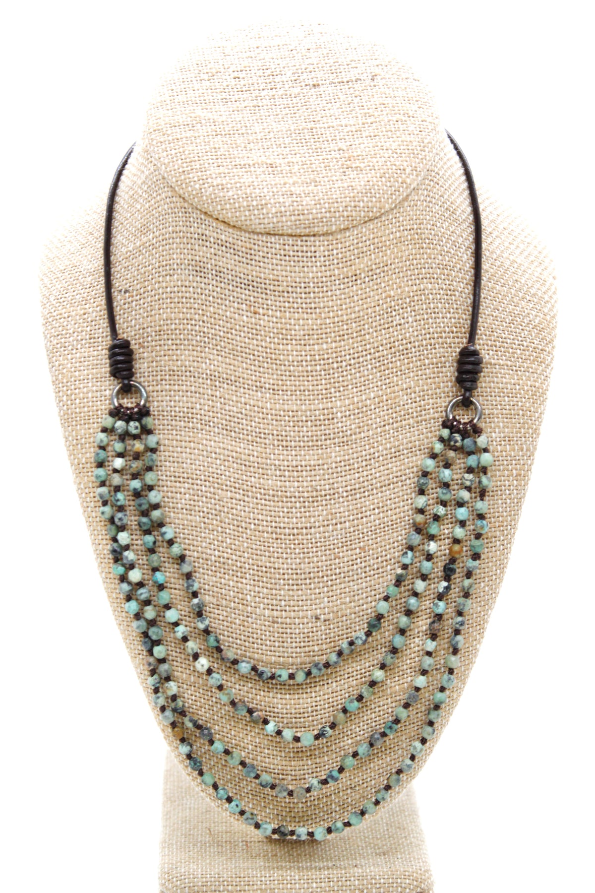 Semi Precious Stone Multi Strand Short Necklace - NLS-073