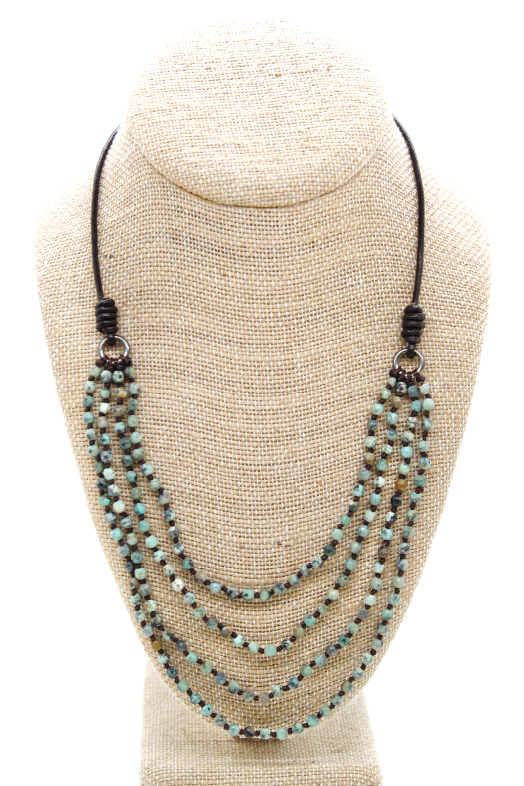 Semi Precious Stone Multi Strand Short Necklace - NLS-073