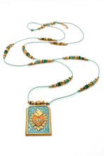 Load image into Gallery viewer, Turquoise Heart Fire Enamel Long Necklace N2-2449 -French Flair Collection-
