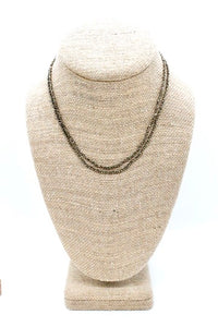 Delicate Faceted Mini Semi Precious Stone Pyrite Beaded Necklace - N9-114