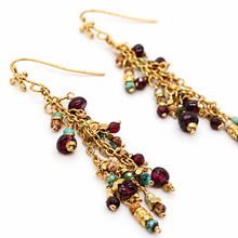 Load image into Gallery viewer, African Turquoise Mix and Gold Mini Charm Dangle Earrings - E4-326
