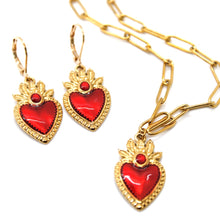 Load image into Gallery viewer, Red Heart Enamel Earrings - E9-104
