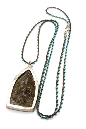 Buddha Necklace 38 - Long Buddha Crochet Necklace - One of a Kind -