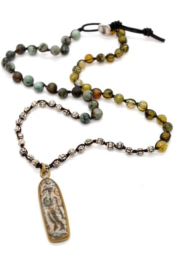 Buddha Necklace 86 - Crochet Necklace / Bracelet Buddha - One of a Kind -