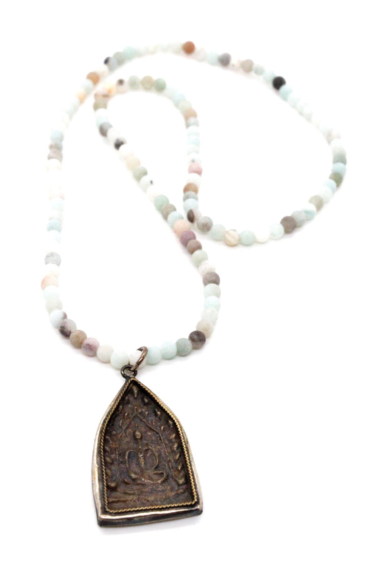 Buddha Necklace 52 - Stretch Amazonite Buddha Bracelet/Necklace - One of a Kind -