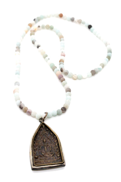 Buddha Necklace 52 - Stretch Amazonite Buddha Bracelet/Necklace - One of a Kind -