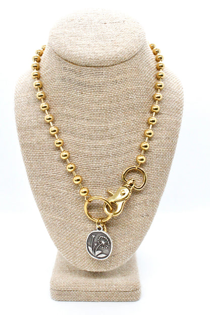 Dandelion Pendant Convertible Gold Chain Necklace