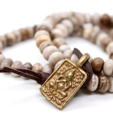 Load image into Gallery viewer, Silver Leaf Jasper Reversible Vintage Buddha Charm Bracelet -Buddha Collection-
