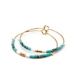Miyuki Bead Mix Hoop Earrings - E8-038D