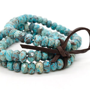 Faceted Ocean Jasper Three Strand Bracelet -BL-SSJP
