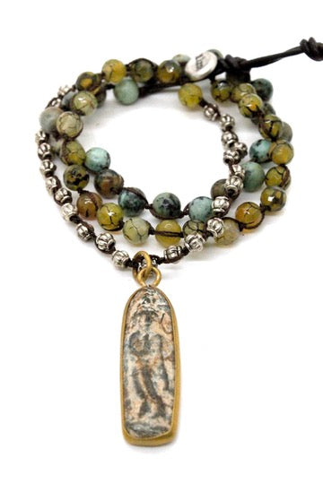 Buddha Necklace 86 - Crochet Necklace / Bracelet Buddha - One of a Kind -