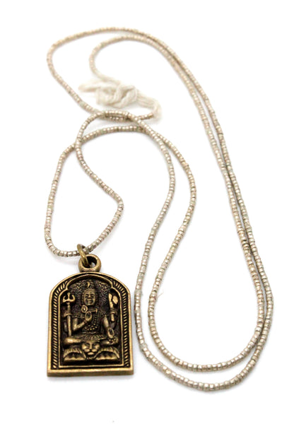 Buddha Necklace 12 - Reversible African Beads - One of a Kind -