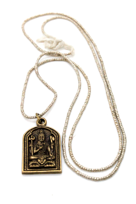 Buddha Necklace 12 - Reversible African Beads - One of a Kind -