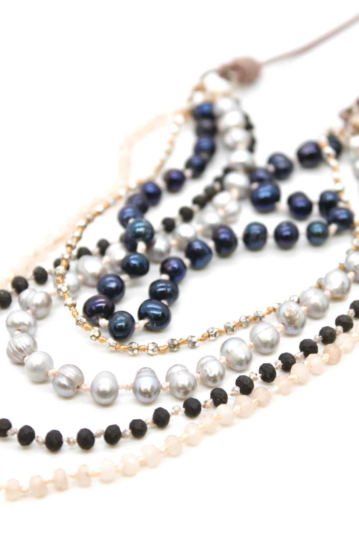 Semi Precious Stone Multi Strand Short Necklace - NLS-Chicory