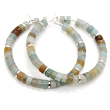 Load image into Gallery viewer, Natural Stone Hoop Earrings on Silver -Stone Collection-
