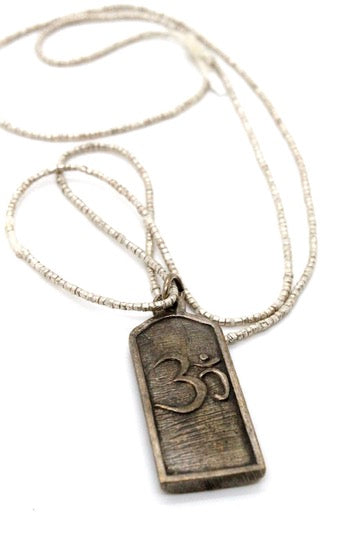 Buddha Necklace 15 - Reversible African Beads - One of a Kind -