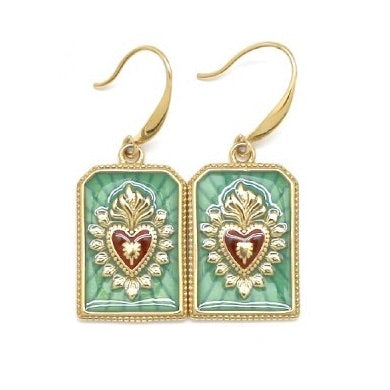 Enamel Heart Flame Earrings in Blue - E4-243B