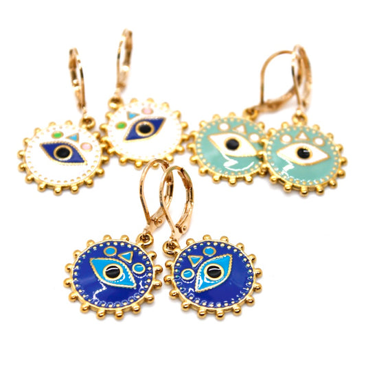 Enamel Evil Eye Earrings - E9-111