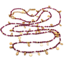 Load image into Gallery viewer, Pink Tourmaline and Pearl Gold Mini Coin Wrap Necklace - N2-2616C
