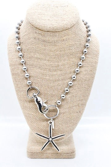 Starfish Pendant Convertible Silver Chain Necklace