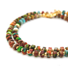 Load image into Gallery viewer, Multi Color Jasper and Gold Short Beaded Necklace
