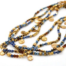 Load image into Gallery viewer, Multi Stone Mix and Mini Gold Coin Wrap Necklace - N2-2617B
