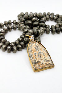 Pyrite Stone Gold Buddha Necklace -Buddha Collection-
