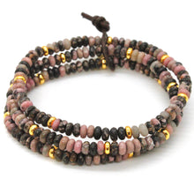 Load image into Gallery viewer, Rhodonite + Gold Bracelet Bundle
