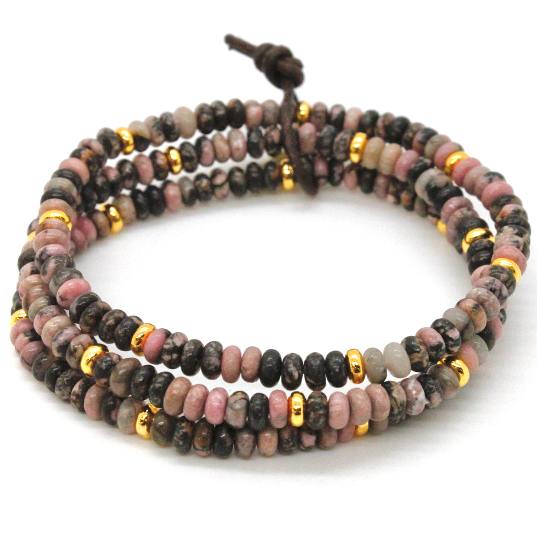 Rhodonite + Gold Bracelet Bundle