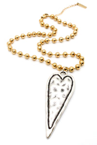 Elongated Heart Convertible Gold Chain Necklace