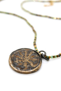 Faceted Ruby Zoisite Stone Necklace with Small Buddha -Buddha Collection-