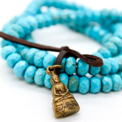 Faceted Turquoise Mini Buddha Charm Bracelet -Buddha Collection-